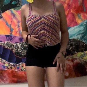 cropped rainbow knitted hazel moon tank top